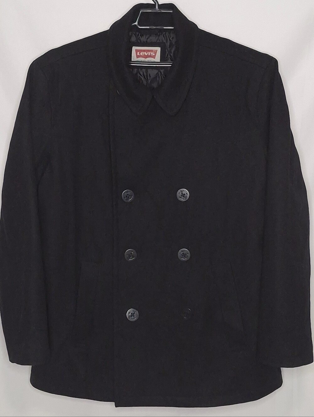 Levi's Vintage Men's Black Double-Breasted Wool Peacoat Size XXL